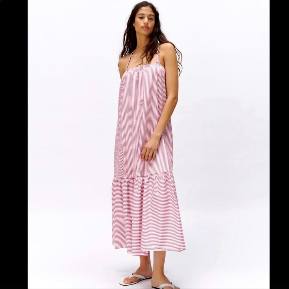 Zara Striped Criss Back Poplin Cotton Dress - Picture 5 of 8